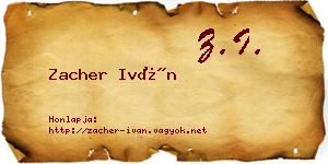 Zacher Iván névjegykártya